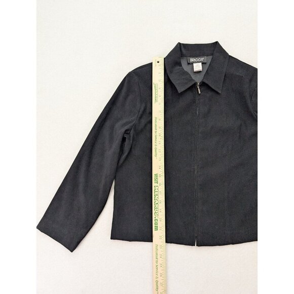Briggs Women's Jacket Size 10P Black Soft Microfiber Full Zip - Picture 8 of 9